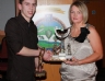 Oonagh O'Kane presents the Christy Hardy Memorial trophy for Most Improved Footballer to Gerard O'Hagan